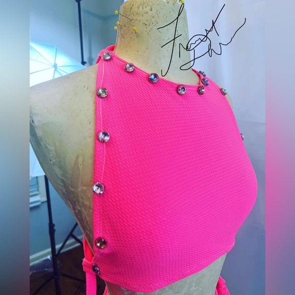 Handmade designer Fancy By Francesca Watson skirt and crop top set - Picture 3 of 7